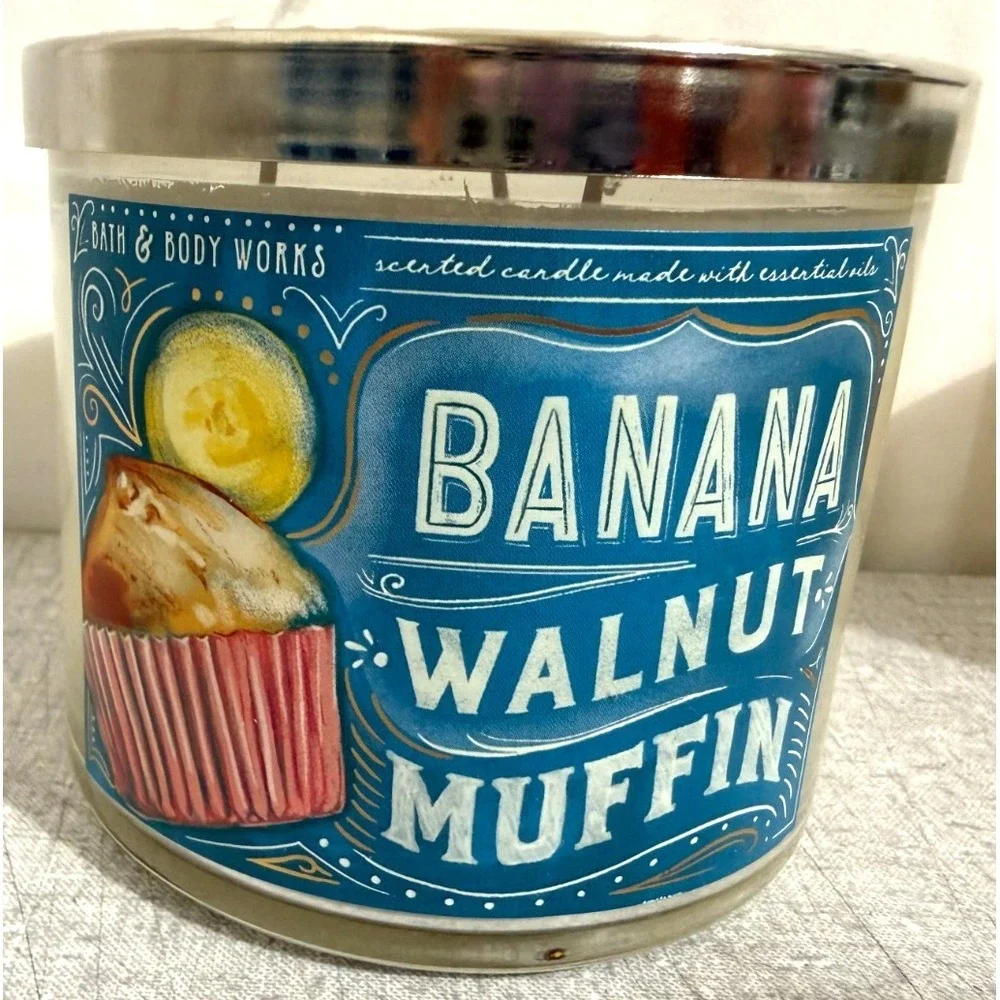 Bath and Body Works Banana Walnut Muffin & Banana Bundt Cake 3-Wick Candles